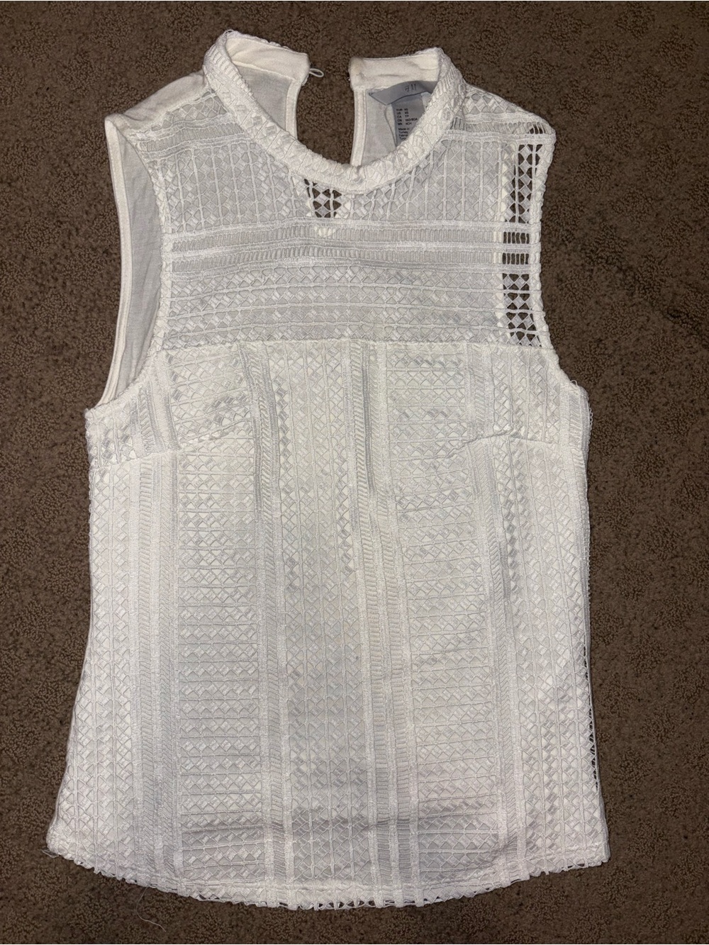 H&M White Lace High-Neck Camisole, Size XS